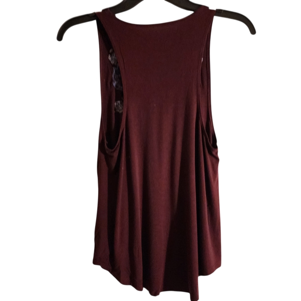 American Eagle Outfitters Maroon Tank Top with Blue Embroidery - Picture 3 of 5